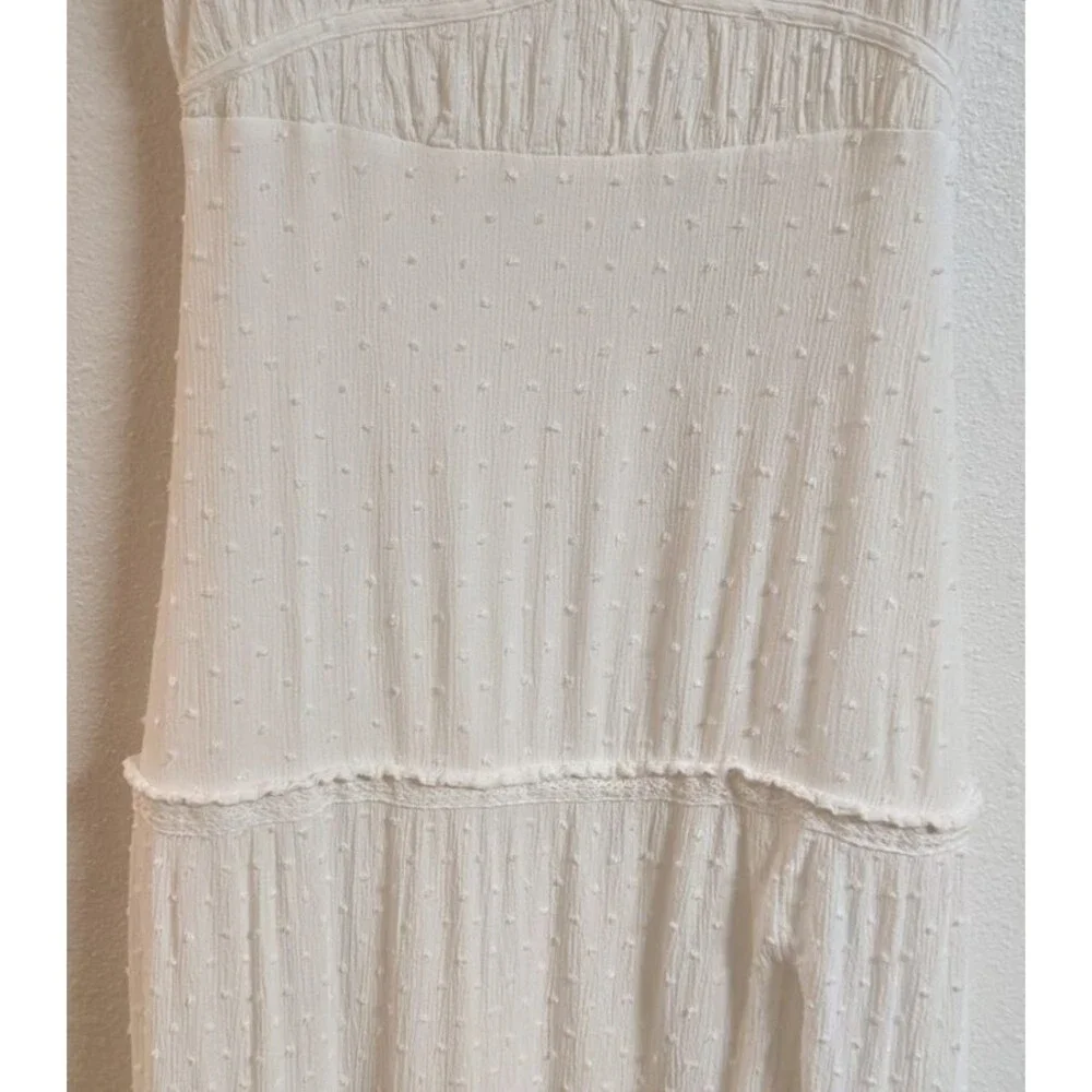 Women's PAIGE Inesa White Crinkle Ruffle Midi Dress Size Medium - Picture 5 of 16